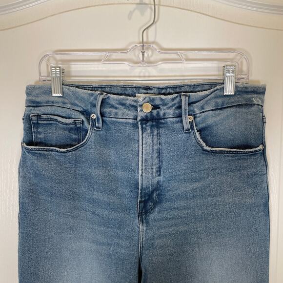 Good‎ American Jeans Good Curve Straight Natural Fray Hem High Rise 14 - Picture 5 of 8